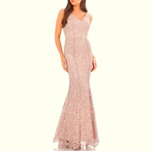 JS Collections Blush Pink JS Floral Lace Mermaid Gown